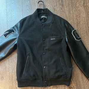 Members Only Letterman Jacket with leather sleeves